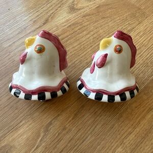 Mackenzie Childs Set Of 2 Ceramic Chicken Rooster Cabinet Knobs Pulls W Hardware